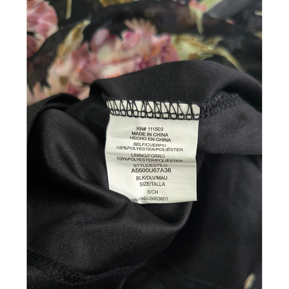 Lily Rose Floral Puff Sleeve Smocked Mini Dress Black Mauve Size Small - Picture 16 of 16